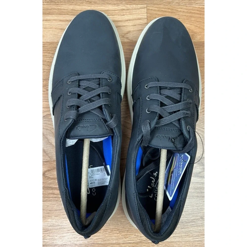 Clarks Brodin Seam Leather Sneakers Navy Blue Men's Size 11.5 NEW